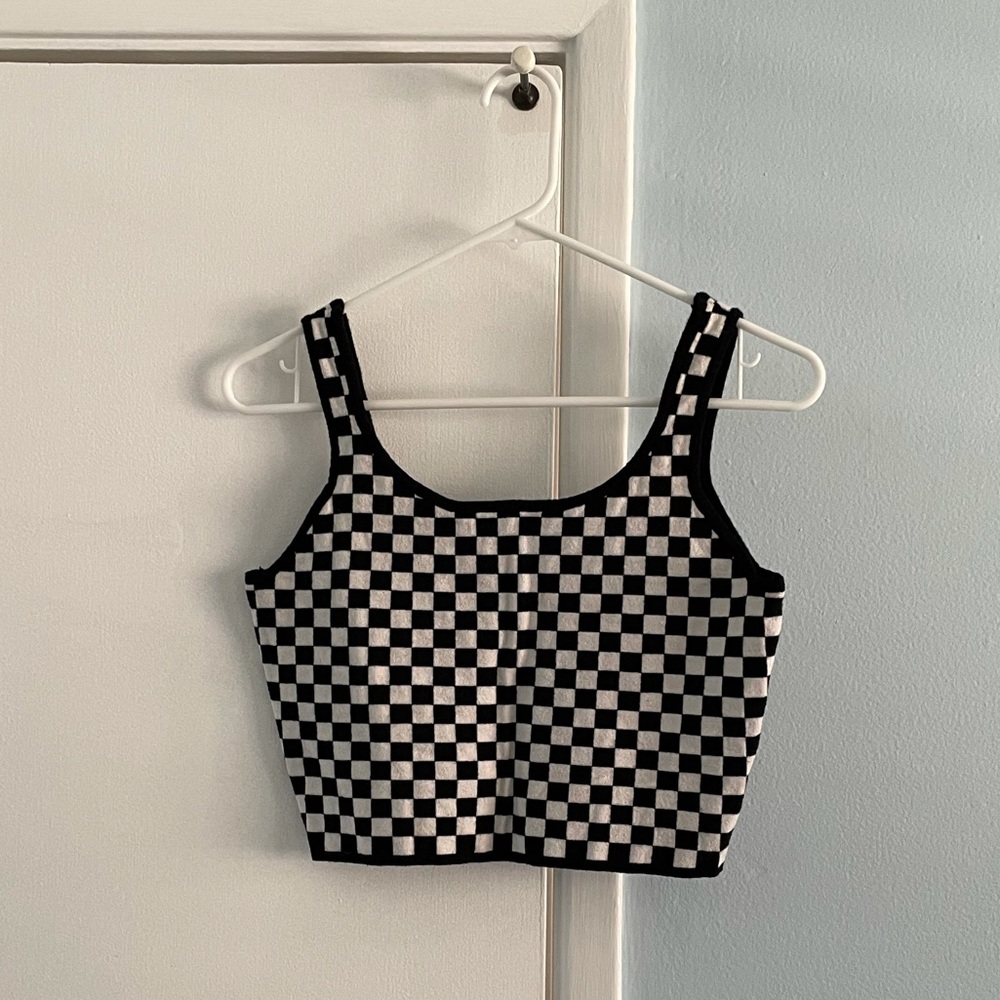 Black checkered crop top